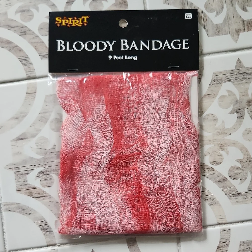 Halloween Decor Bundle - Rusty Attic Light, Bloody Bandage, and Biohazard Tape